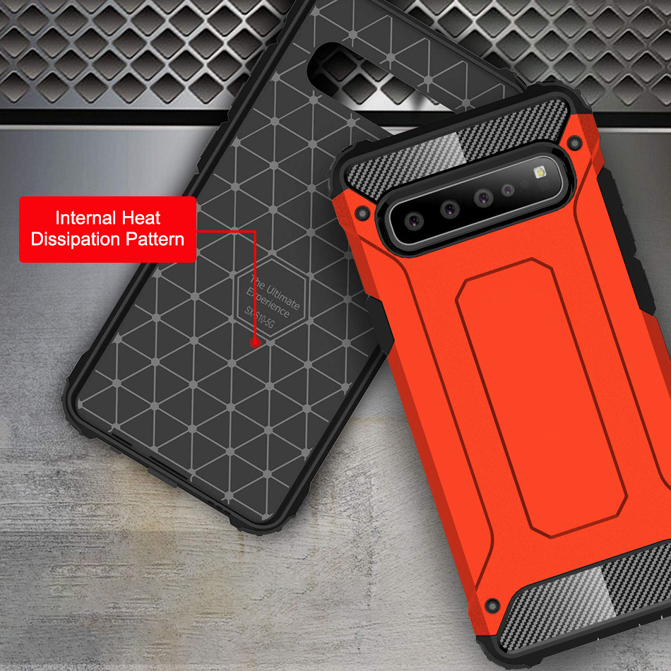 Military Defender Shockproof Case for Samsung Galaxy S10 5G Red